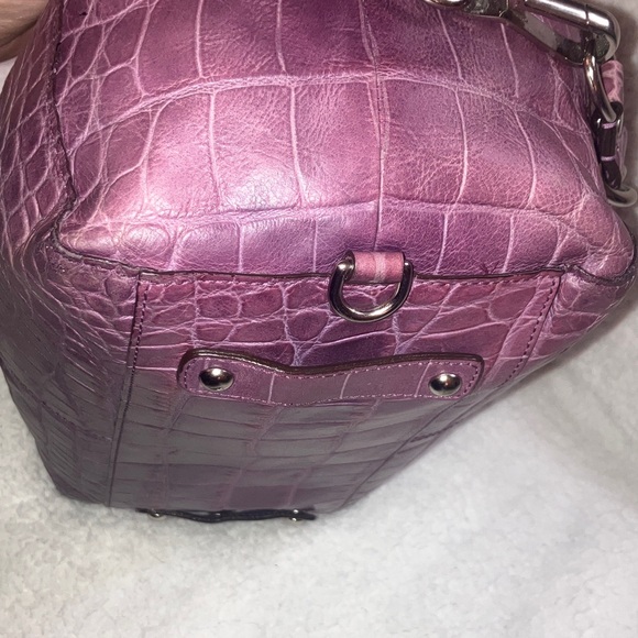 Coach Madison Aubrey Purple leather Croc-Embossed Satchel - Picture 8 of 16